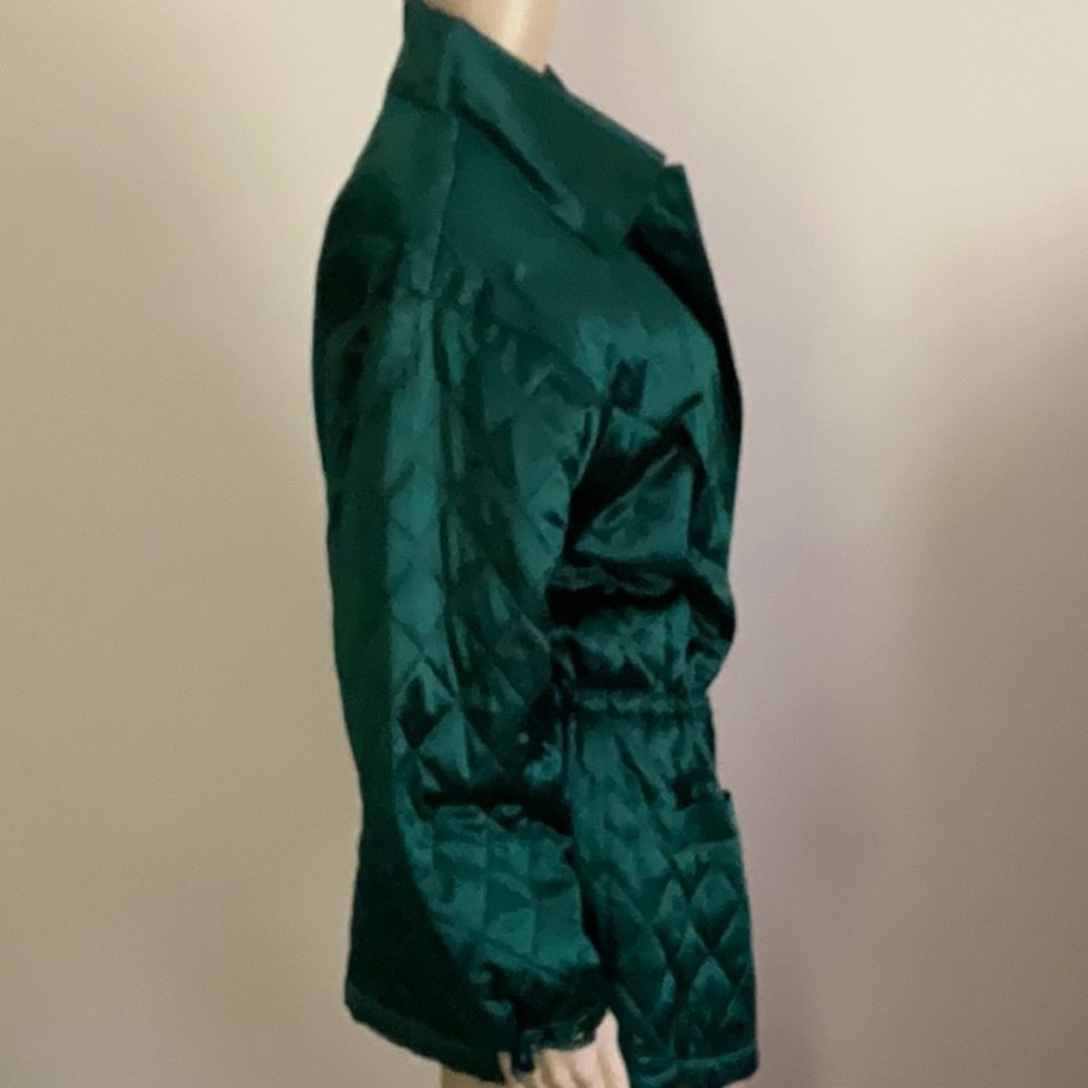 Silk Quilted Anorak Jacket Deep Forest Green NWOT - Picture 3 of 9